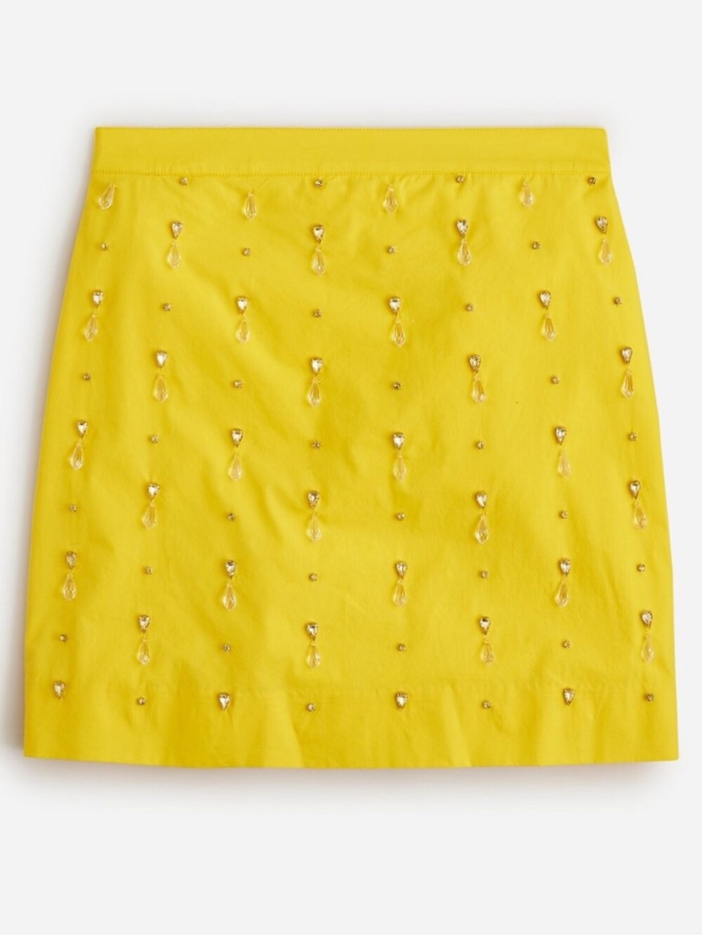 Yellow High Rise Mini Skirt with Teardrop Embellishments